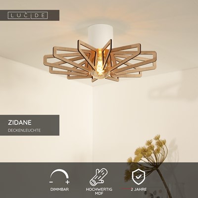 Lucide ZIDANE - Deckenleuchte - Ø 45 cm - 1xE27 - Weiß